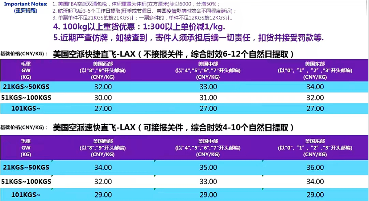 美國空派直飛LAX價格表